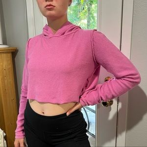 NWT KITTENISH cute cropped top with hood. Beautiful dark print color.